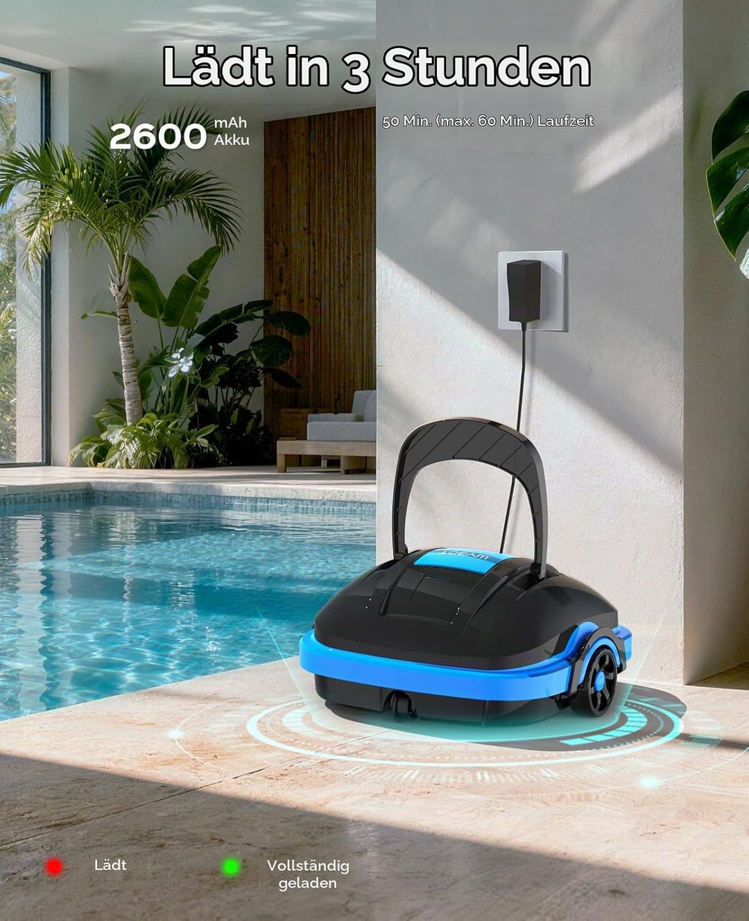 WYBOT Osprey 200 Poolroboter Akku Kabellos Poolsauger Roboter mit Dual Antriebsmotoren,180μm Filtrat
