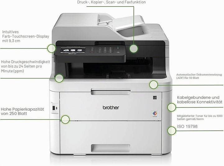 Brother MFC L 3750 CDW Farbig Multifunktionsgerät - Spanisch/Portugiesische Menü Sprache Single MFC-