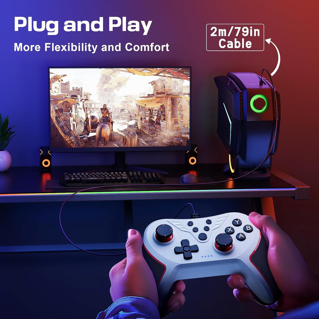 RivalPlay PC Controller mit 2-Tasten-Zuordnung, Kabelgebundener Joystick Controller Kompatibel für W