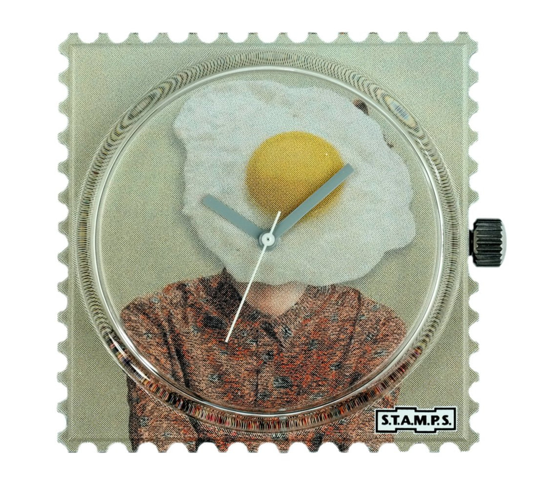 S.T.A.M.P.S. Stamps originelle Uhr Zifferblatt wasserfest - Motiv Eggface - 104659 - - Quarzuhrwerk