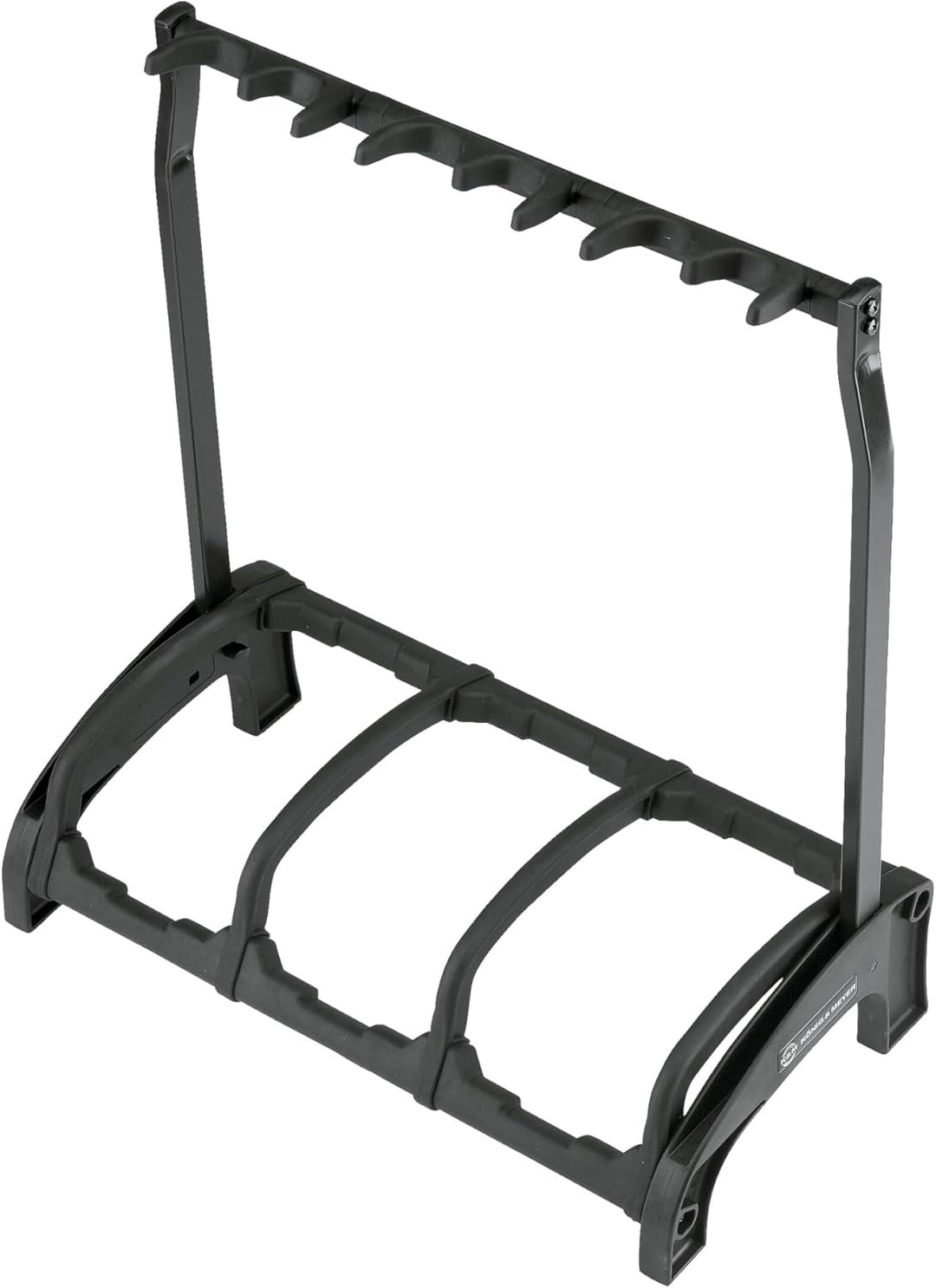 K&M 17513 3-fach Gitarrenständer Guardian 3 Schwarz - mit Schutzbügel und Plektrenhalter - für E+A-