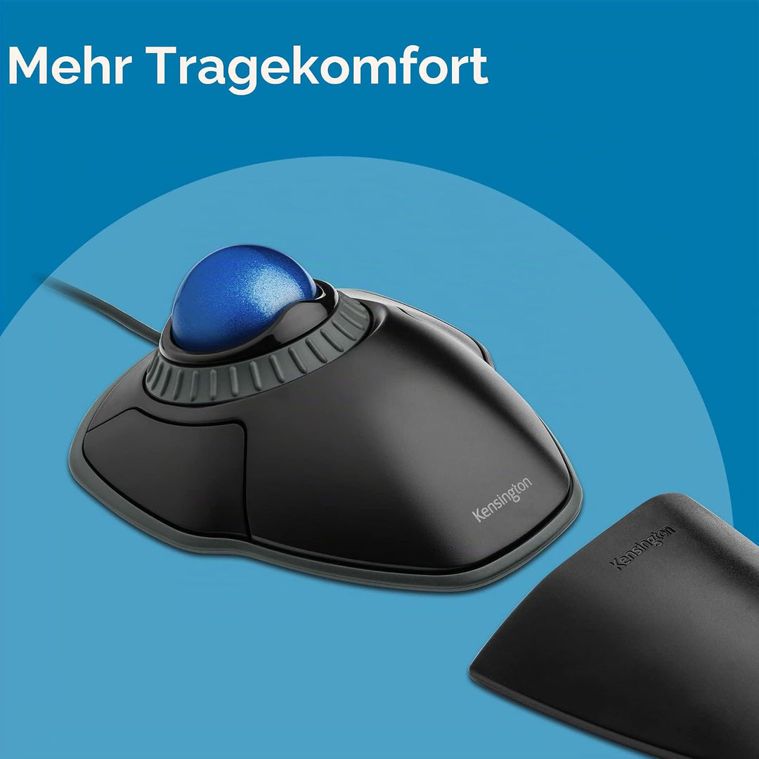 Kensington Orbit TrackBall, Kabelgebundene ergonomische TrackBall-Maus mit Scroll-Ring, 40 mm Kugel,