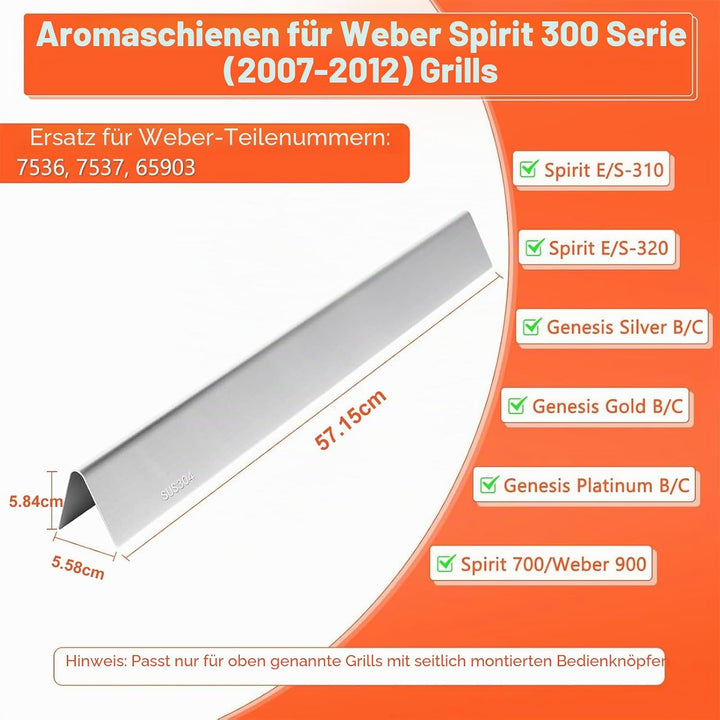 GFTIME 57cm Flavorizer Bars 7537 für Weber Spirit E310/320 (2007-2012) mit seitlichen Bedienknöpfen,
