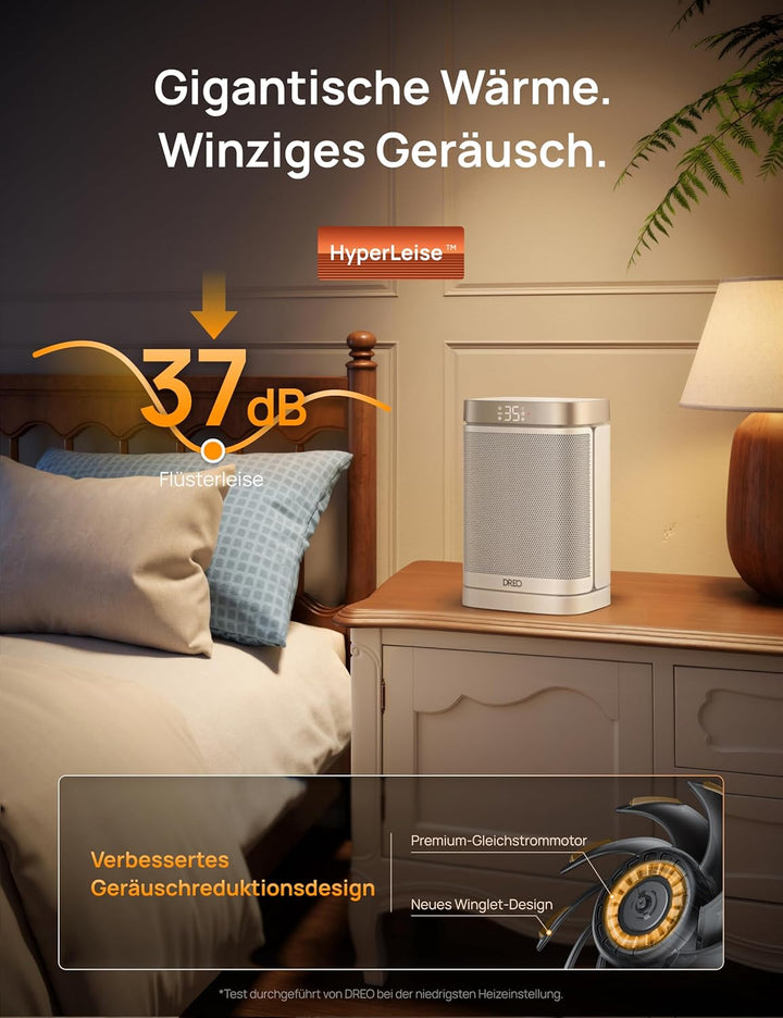 Dreo Heizlüfter Energiesparend Klein, 1500W Heizung Elektrisch mit Thermostat, 70° Oszillierend Elek