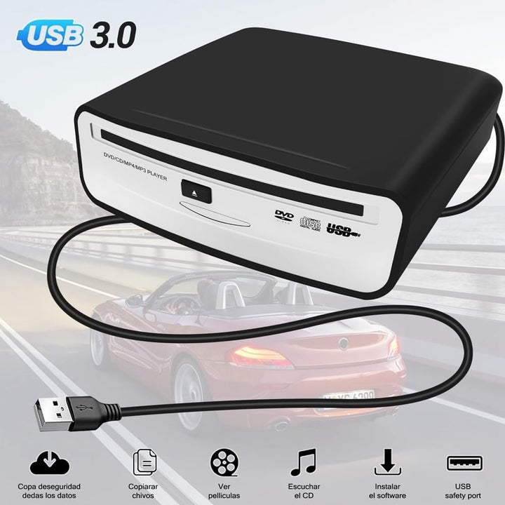 Universell Tragbarer Externer CD-Player Fürs Auto, Kann An Den USB-Anschluss im Auto, Laptop oder Fe