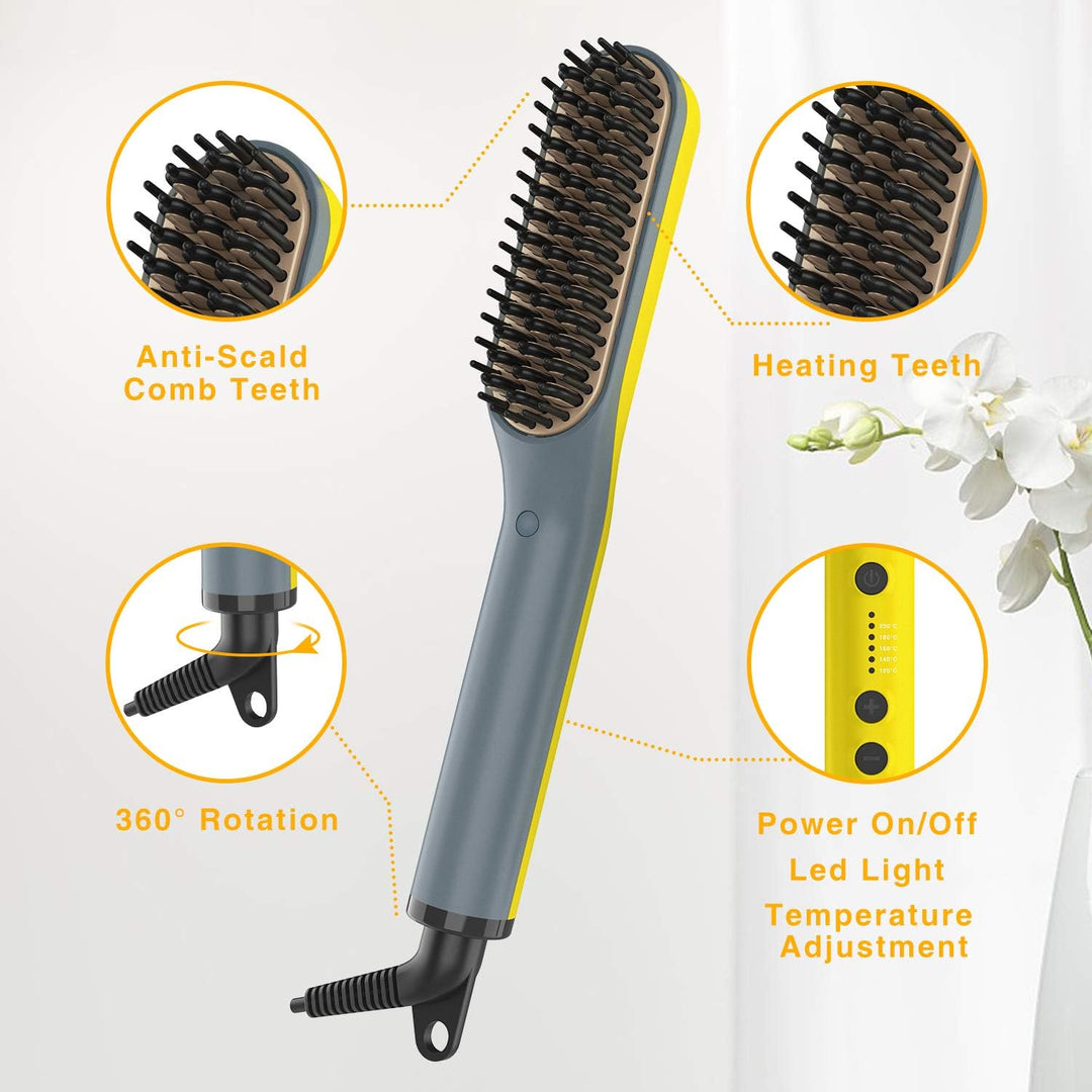 Bartglätter Kamm für Männer, Axceed 2-in1 Elektrischer Haarglätter, Prämie Ionischer Bürste 30s Schn