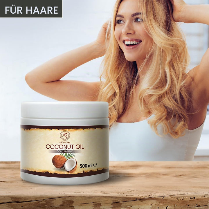 Kokosöl 500ml - Cocos Nucifera - Indonesien - Kaltgepresst - Rein &amp; Natürlich - Kokosnussöl - Unraff