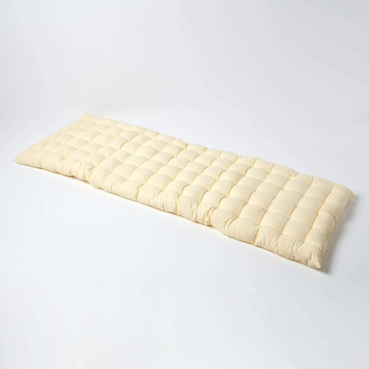 Homescapes 3-Sitzer Bankauflage, Creme-weiss, Sitzkissen für Bänke und Gartenbänke mit Bezug aus 100