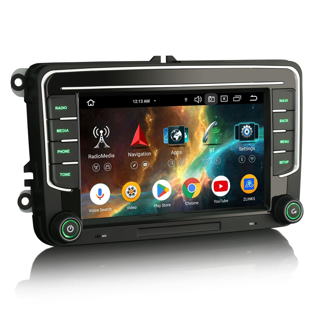 Erisin Acht Kern 4GB+64GB Android 14 Autoradio Bluetooth Für VW Caddy Amarok Crafter T6 Polo Skoda Y