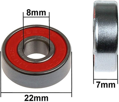 FunTomia 32 Stück 608er 2RS ABEC-9 MACH1 Renn Kugellager/Lager + Spacer z.B. für Inliner Skates Skat