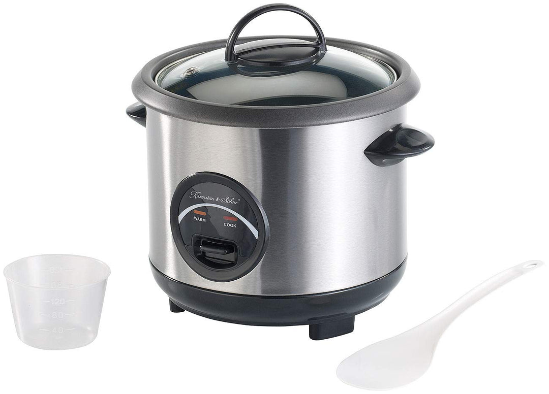 Rosenstein & Söhne Rice Kocher: Edelstahl-Reiskocher mit automatischer Warmhalte-Funktion, 0,6 Liter