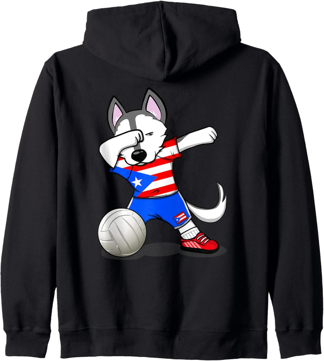 Dabbing Husky Puerto Rico Volleyball Puertoricanische Flagge Kapuzenjacke