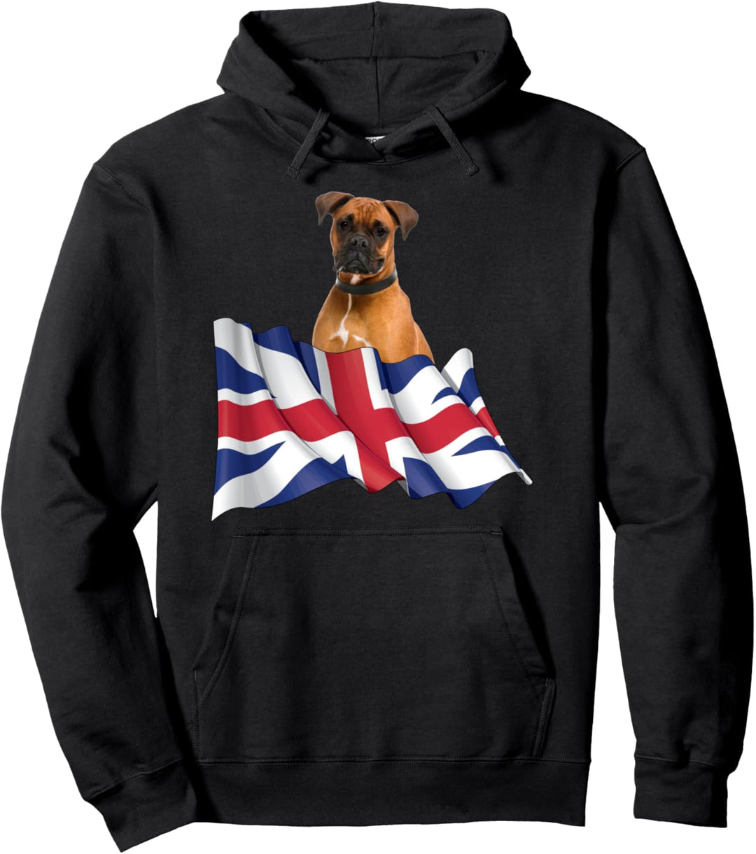 Union Jack Flag Dog Boxer Pullover Hoodie