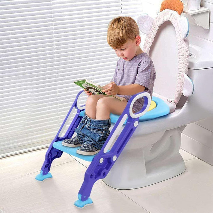 LARS360 Kinder Faltbar Toilettentrainer mit Leiter, Treppe, Griffe, Höhenverstellbar Kinder-Töpfchen