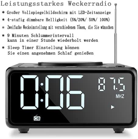 G Keni Radio mit CD Player (UKW Radio) | Radio mit Bluetooth - 10 Watt kabellose Ladegerät, Wecker D