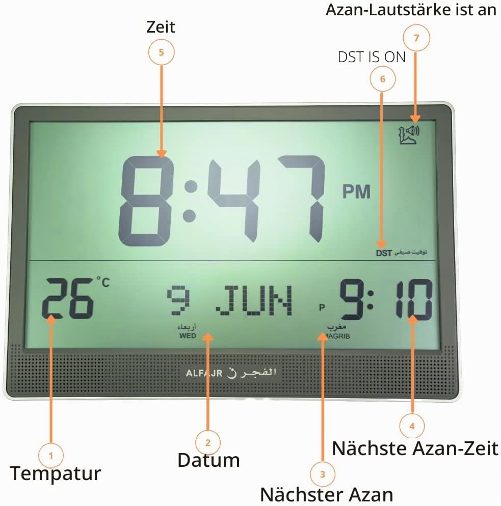 ALFAJR WANDUHR MAXIFORMAT MIT 15" DISPLAY