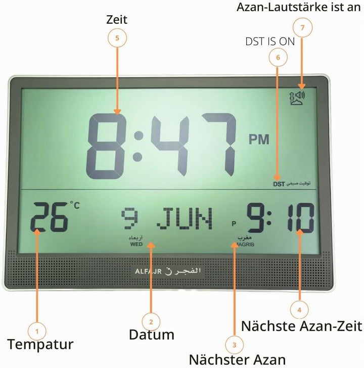 ALFAJR WANDUHR MAXIFORMAT MIT 15" DISPLAY