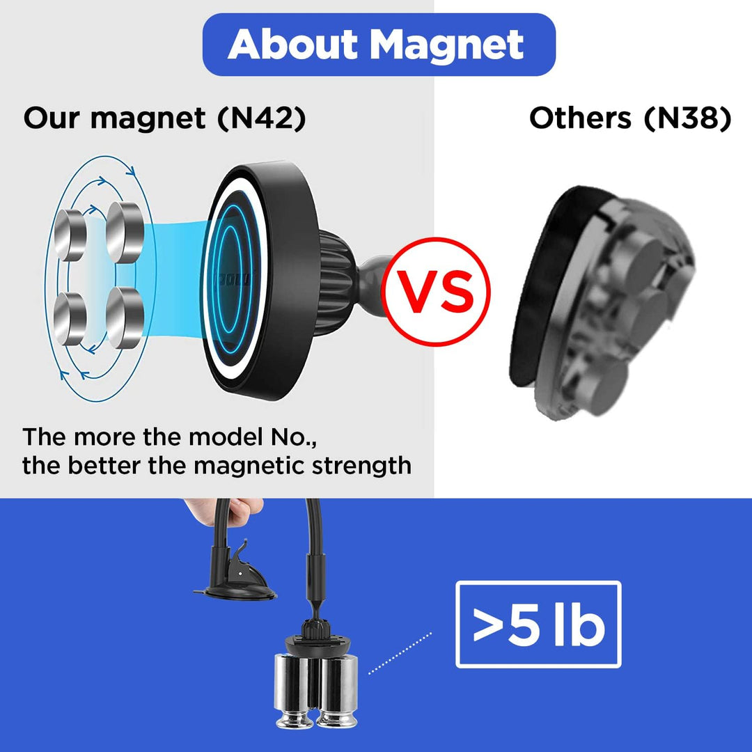 ipow [Extra Lang Schwannenhals] Handyhalterung Auto 360 Grad Handyhalter mit Magnet und Saugnapf Uni