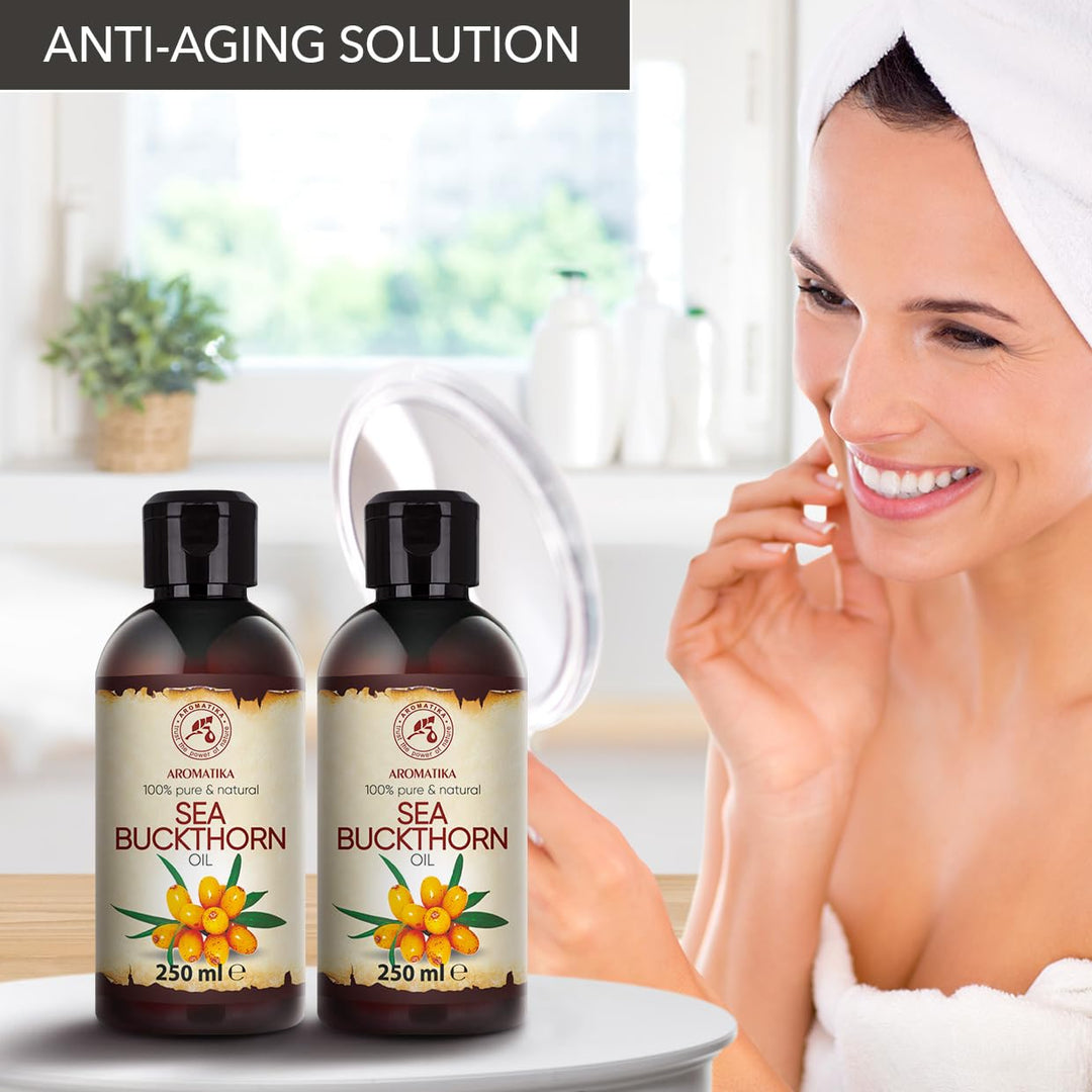 Sanddornöl Set 2x250ml - Hippophae Rhamnoides - Kaltgepresst - Sanddorn Öl - Sea Buckthorn Oil - Rei