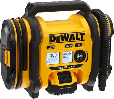 Dewalt Akku-Kompakt-Kompressor (12V-Anschluss oder 18V Akku, 11 bar, für Fahrrad- und Autoreifen, Ro