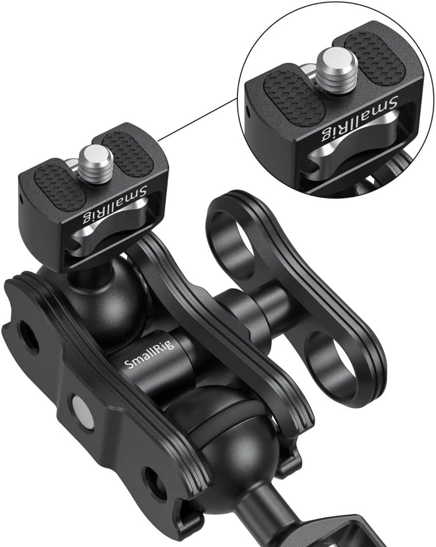 SmallRig Gelenkarm mit Doppelkugelkopf 1/4 Zoll Schraube Schwarz Kugelkopf Hauptmaterial Edelstahl A