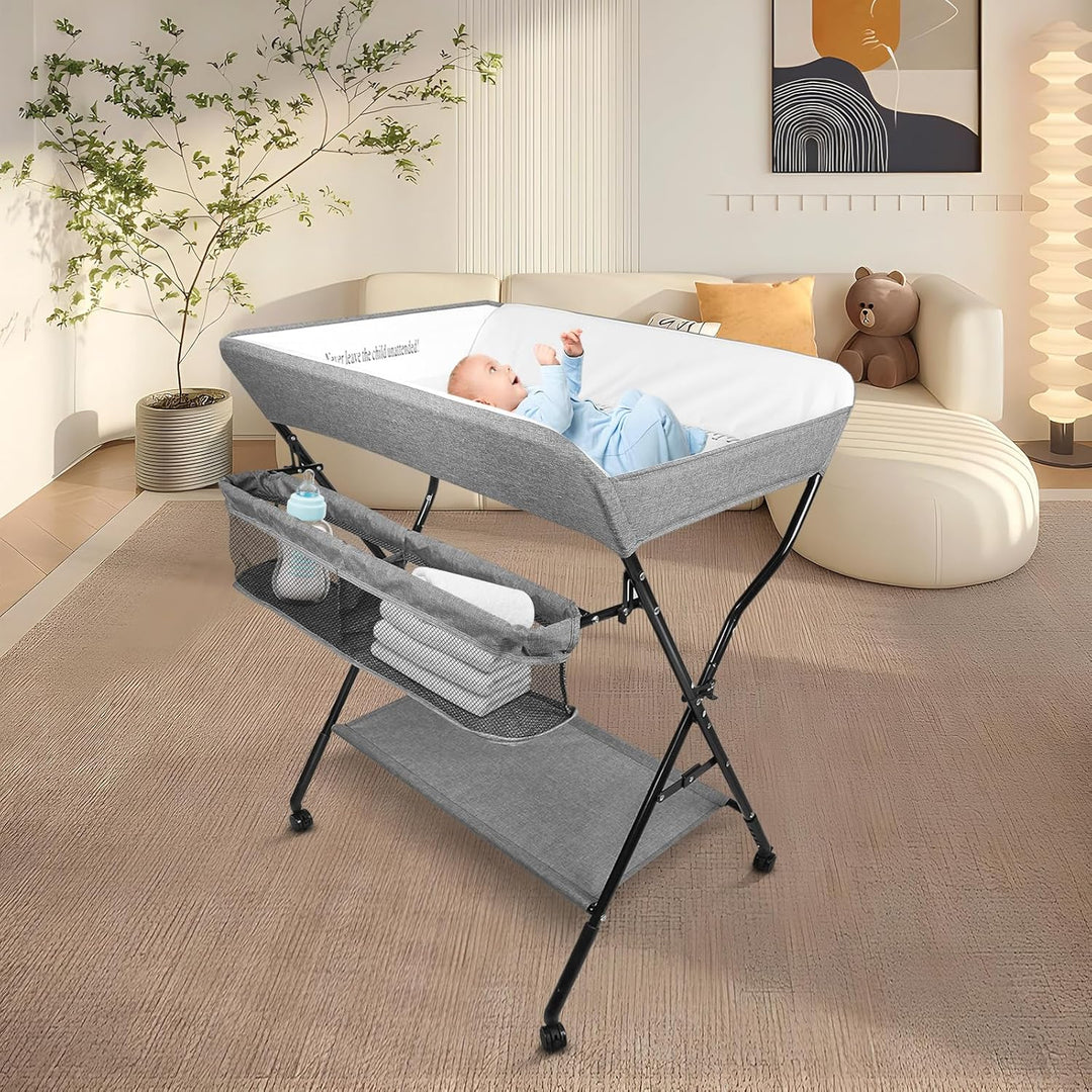 Wickeltisch Faltbar und Tragbar 3 in 1, max. Belastung 25 kg für neue, Wickeltisch mit Aufbewahrungs