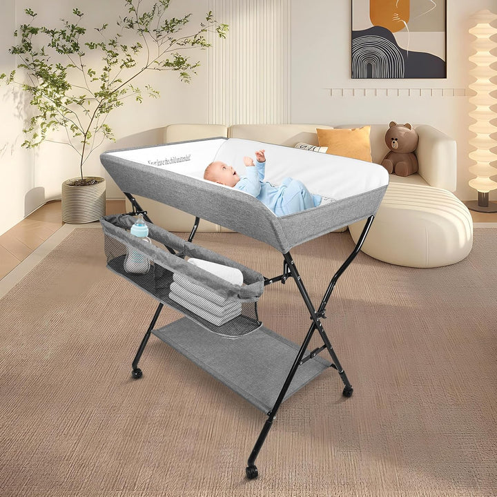 Wickeltisch Faltbar und Tragbar 3 in 1, max. Belastung 25 kg für neue, Wickeltisch mit Aufbewahrungs
