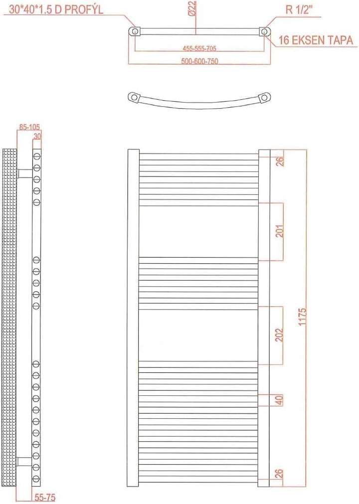 anapont elektrischer Badheizkörper - gebogen - weiss - Zeitschaltuhr Timer-Funktion - Handtuchheizkö