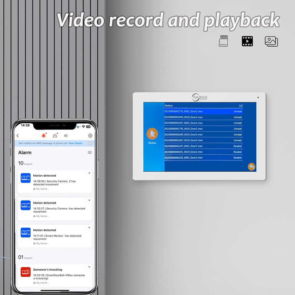 ANJIELO SMART (4-Draht) 1080P visuelle Türsprechanlage Kamera mit 7-Zoll-Touchscreen visuelle Türspr