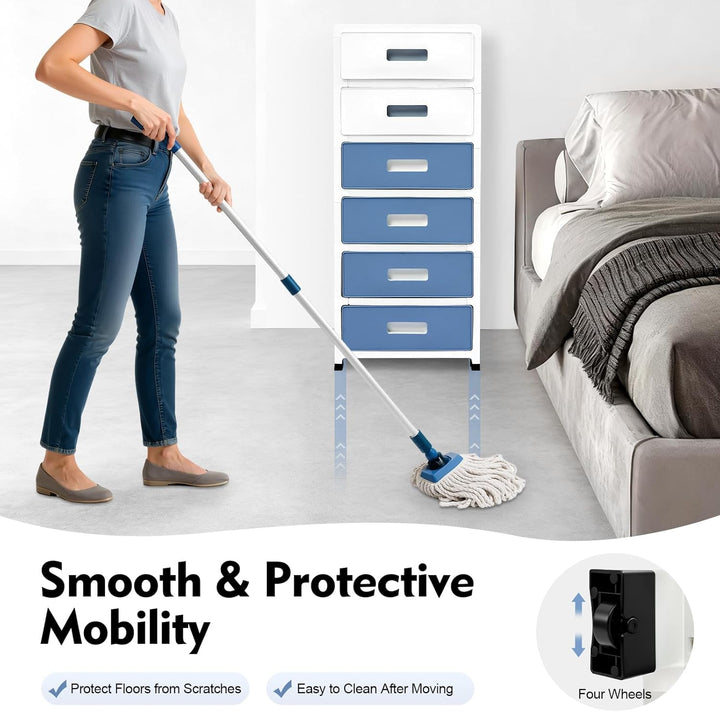 Schubladenschrank Kunststoff, Aufbewahrungsturm Mit 6 Schubladen, Schubladencontainer Rollcontainer