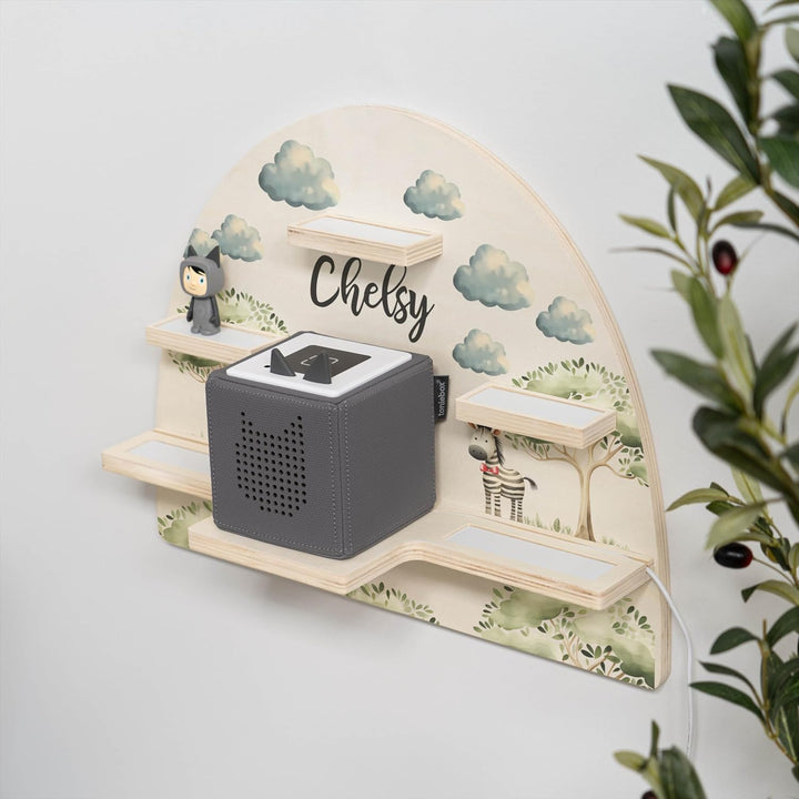 Geschenkfreude Personalisiertes Toniebox Wandregal Kinder - Zebra
