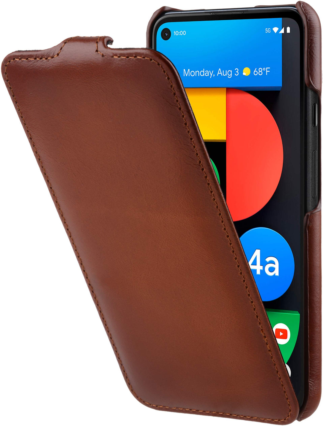 STILGUT UltraSlim kompatibel mit Google Pixel 4a 5G Hülle - Pixel 4a 5G Flip Case aus Leder, Klapphü