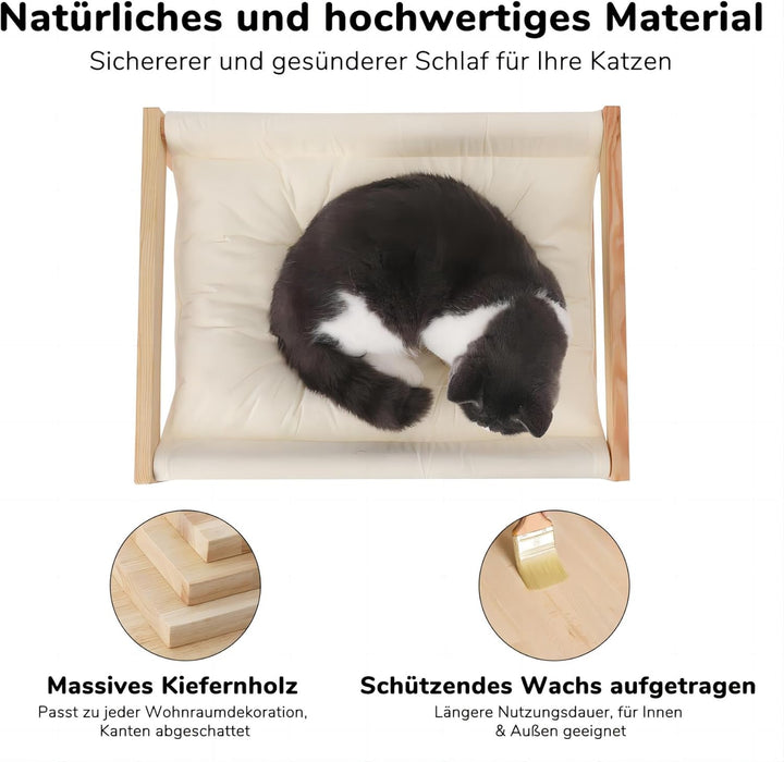 FUKUMARU Katzenbett, Plüsch-Samt-Katzenbetten für Indoor-Katzen, Katzenhängematte aus Holz, 50,8 x 4