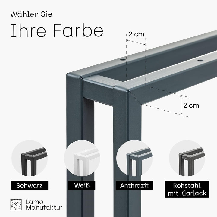 LAMO Manufaktur Tischbeine für Schreibtisch Esstisch, Frame, Vierkantprofil 20x20 mm, Tischgestell 5