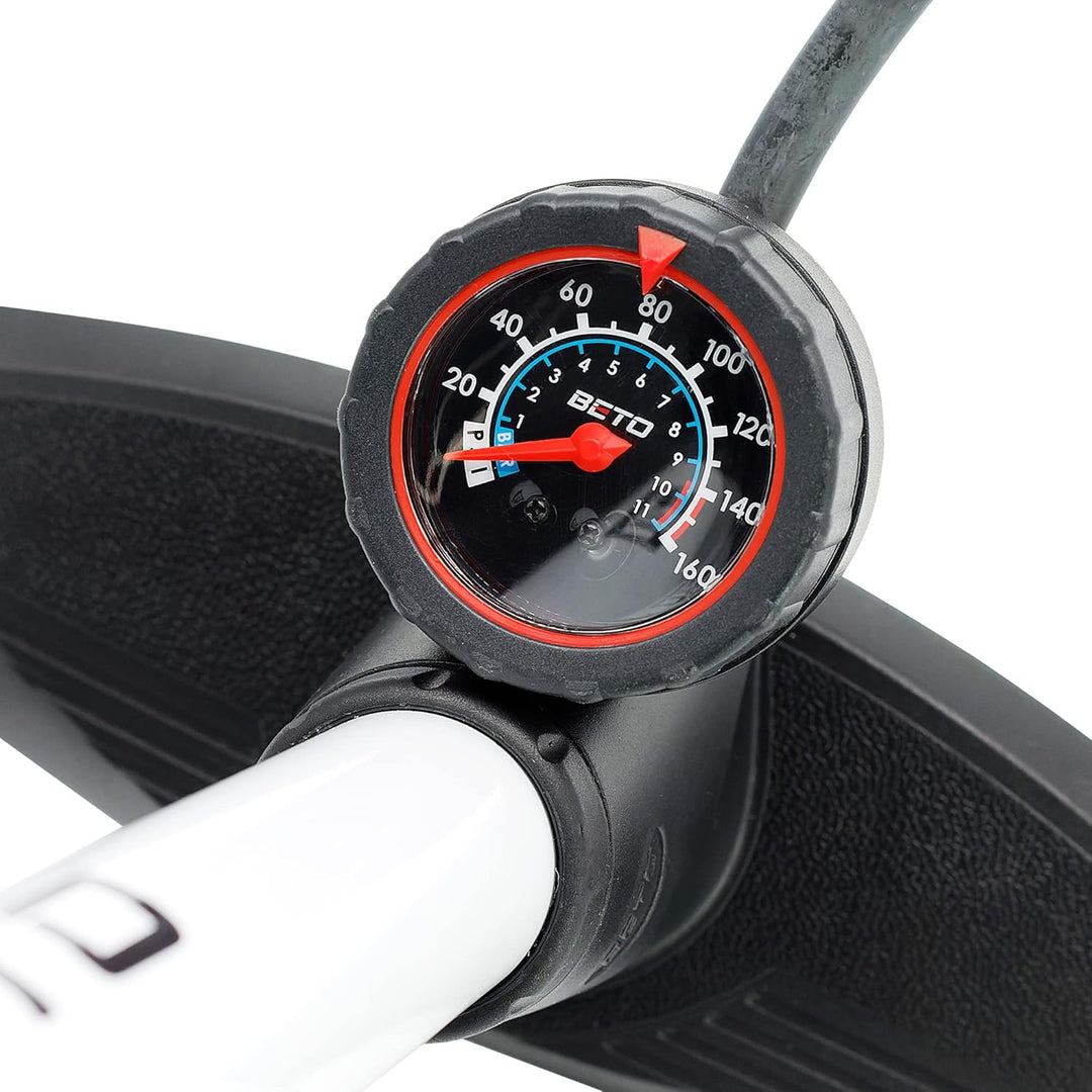 P4B | Luftpumpen mit oder ohne Manometer | Fahrradpumpe geeignet für alle Schlauchventile, Weiss = M