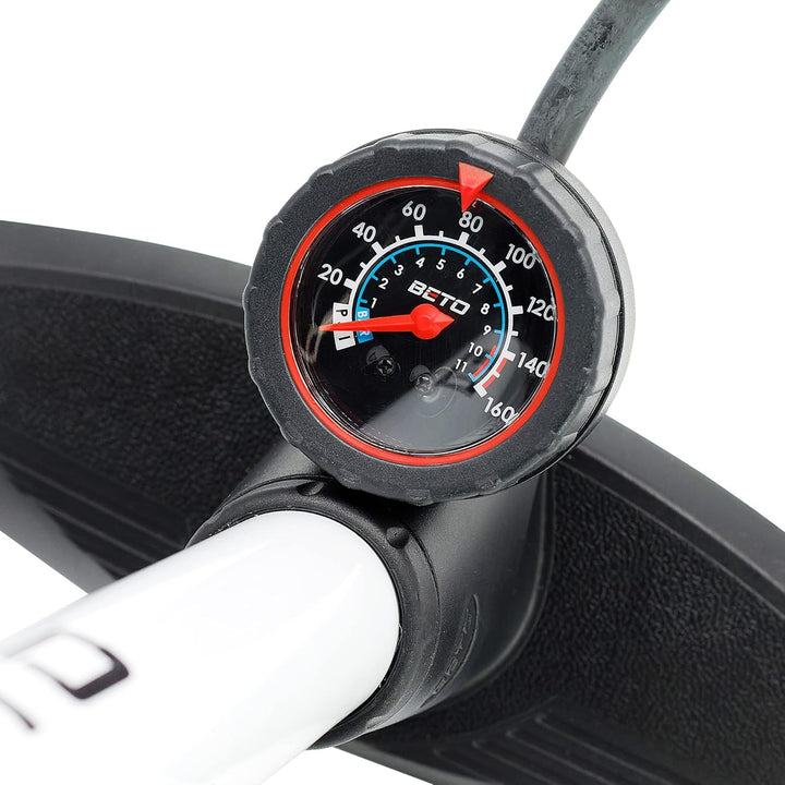 P4B | Luftpumpen mit oder ohne Manometer | Fahrradpumpe geeignet für alle Schlauchventile, Weiss = M
