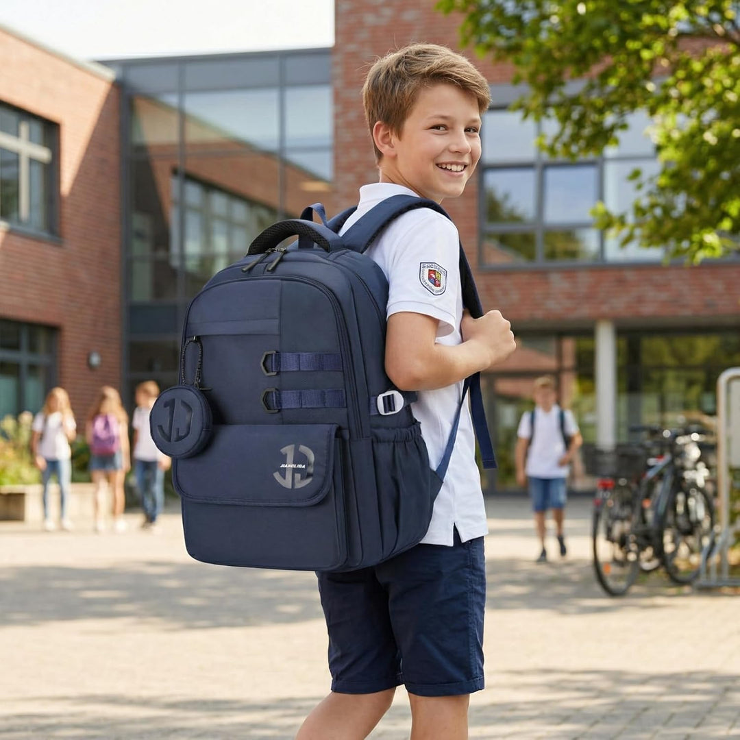 JANSBEN Wasserdichter Schulrucksack für Teenager Jungen und Mädchen, Mehrfachfach Design für Schule