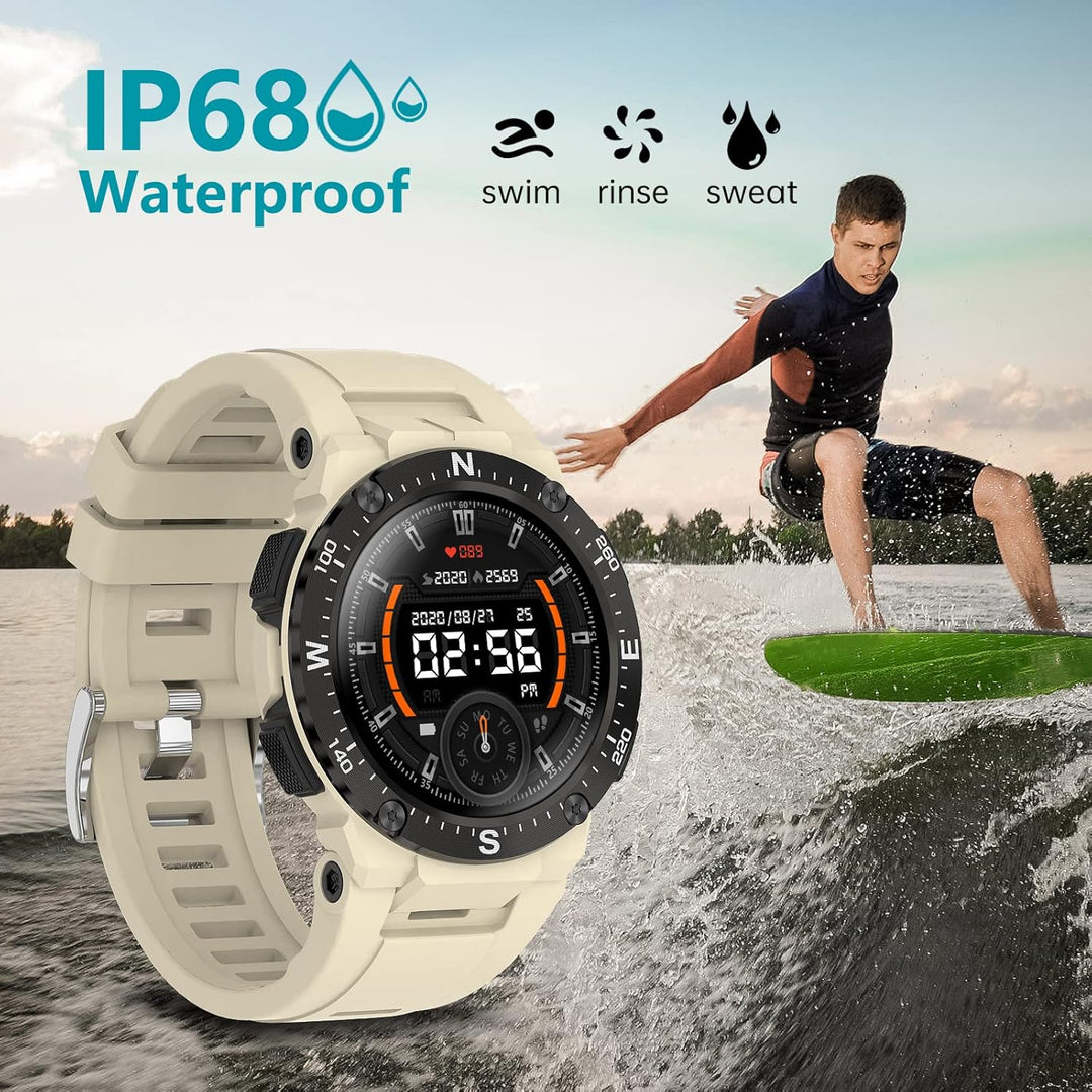 Bebinca Smartwatch Herren Sport 1.3" Freisprechanrufe tätigen und empfangen Bluetooth Mikrofon, Musi