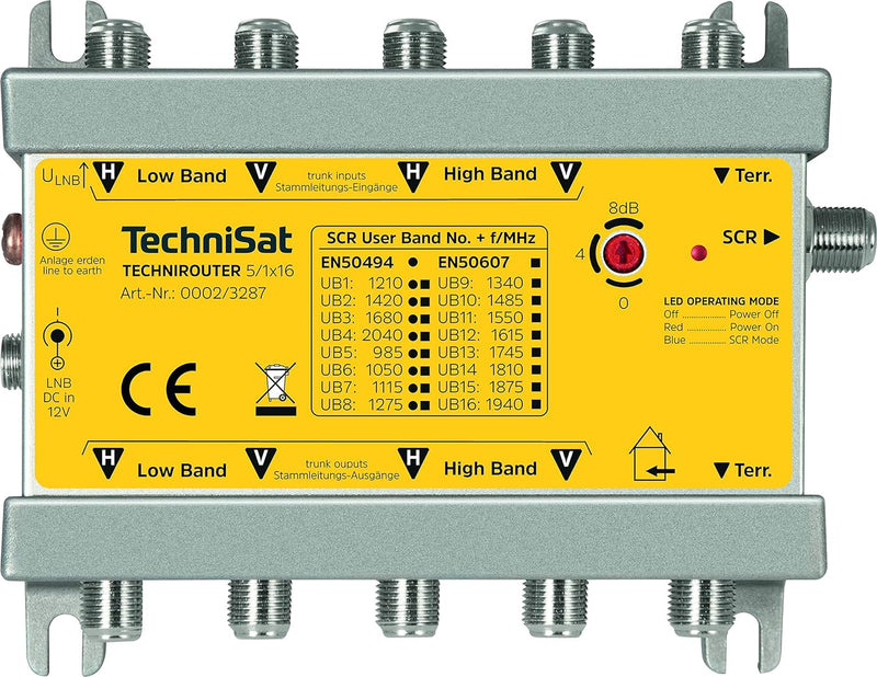 TechniSat TECHNIROUTER 5/1x16 Verteilung von einem Satellit (4 SatBlöcke) auf einen Kabelstrang für