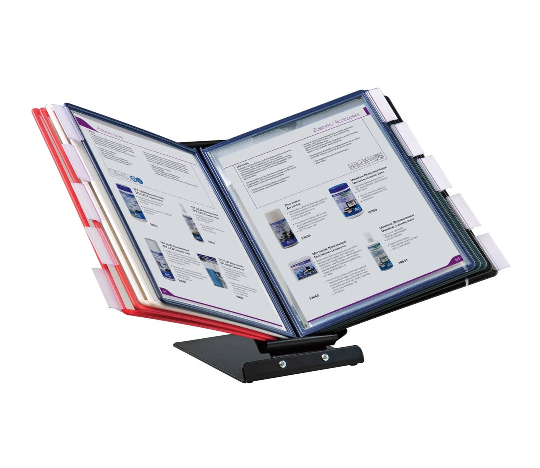 OfficeForce® Sichttafel-Tischständer oder Wandmontage, 360 Grad drehbar, inkl. 10 Klapprahmen (01127