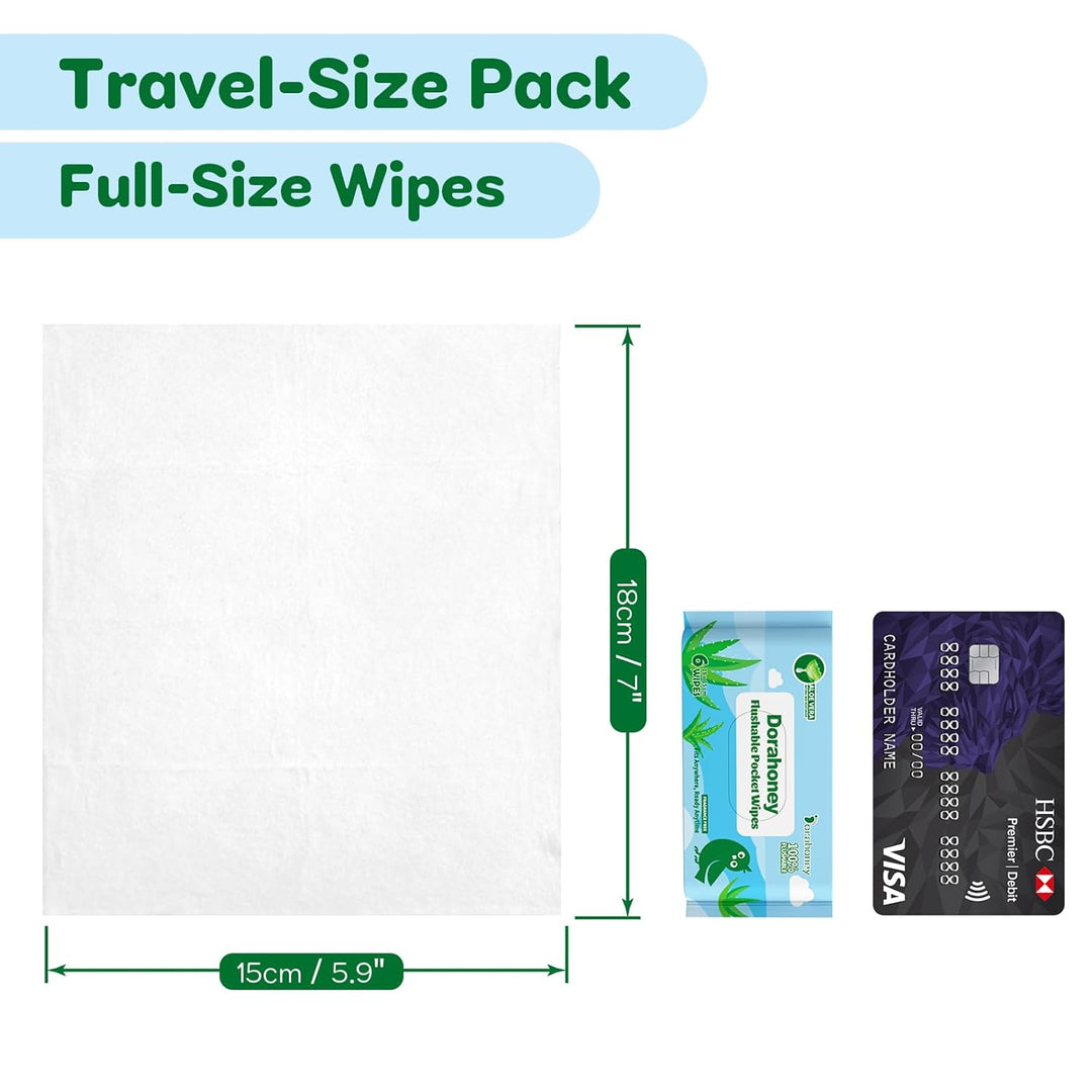Mini Feuchttücher Reisegrösse, Feuchtes Toilettenpapier spülbar mit Aloe Vera, unparfümiert, 99% Was