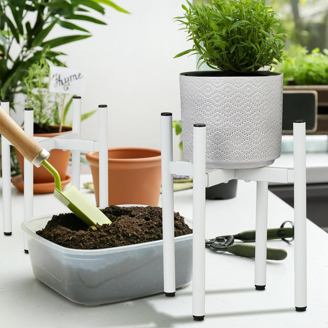 Relaxdays Pflanzenständer 2er Set, verstellbare Breite, BxT: 26x26-37x37 cm, Metall Blumentopfgestel