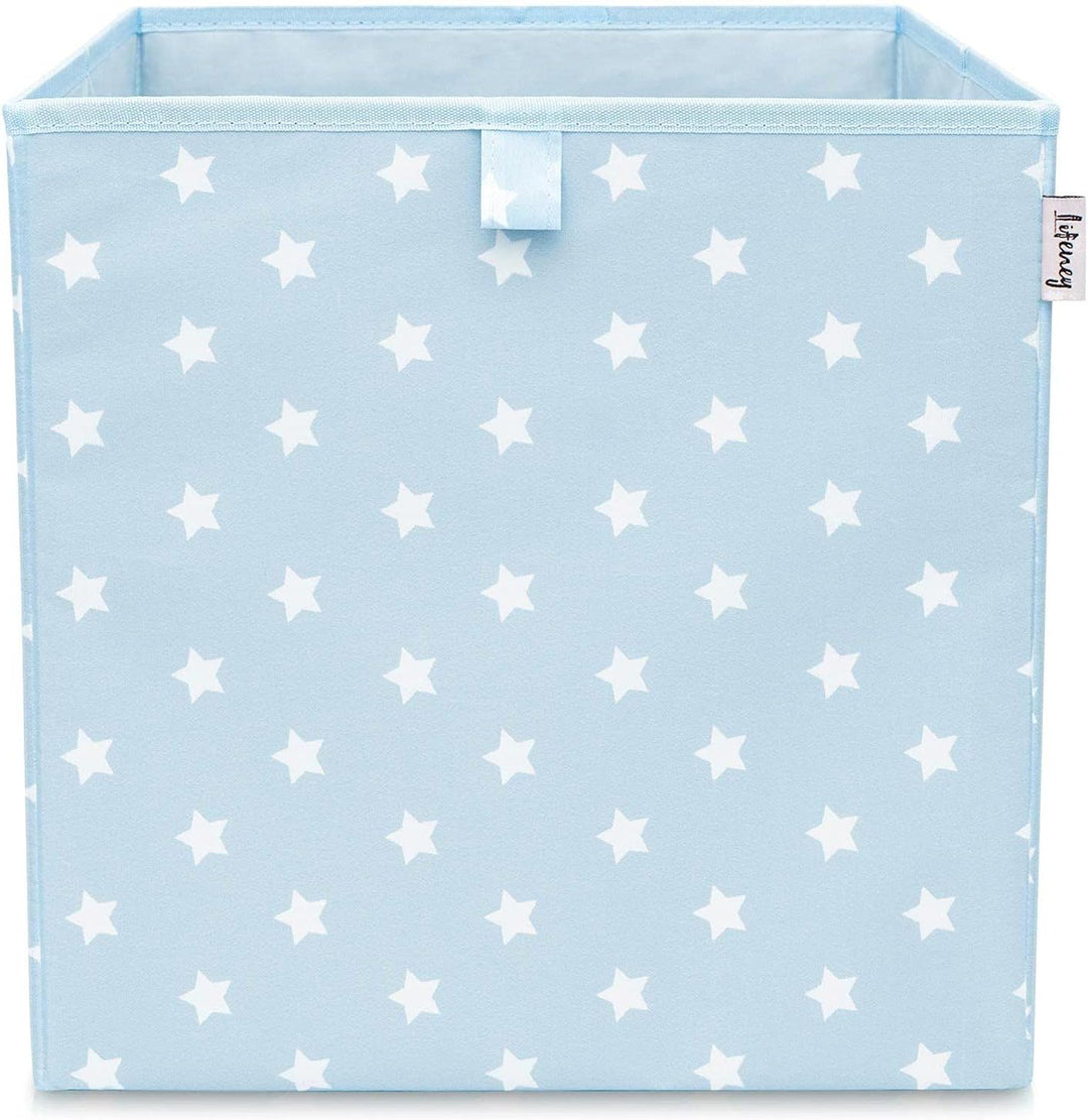 Aufbewahrungsbox 3er Set Sternenmotiv in Türkis, Anthrazit & Blau I Spielzeugbox mit Sternen passend