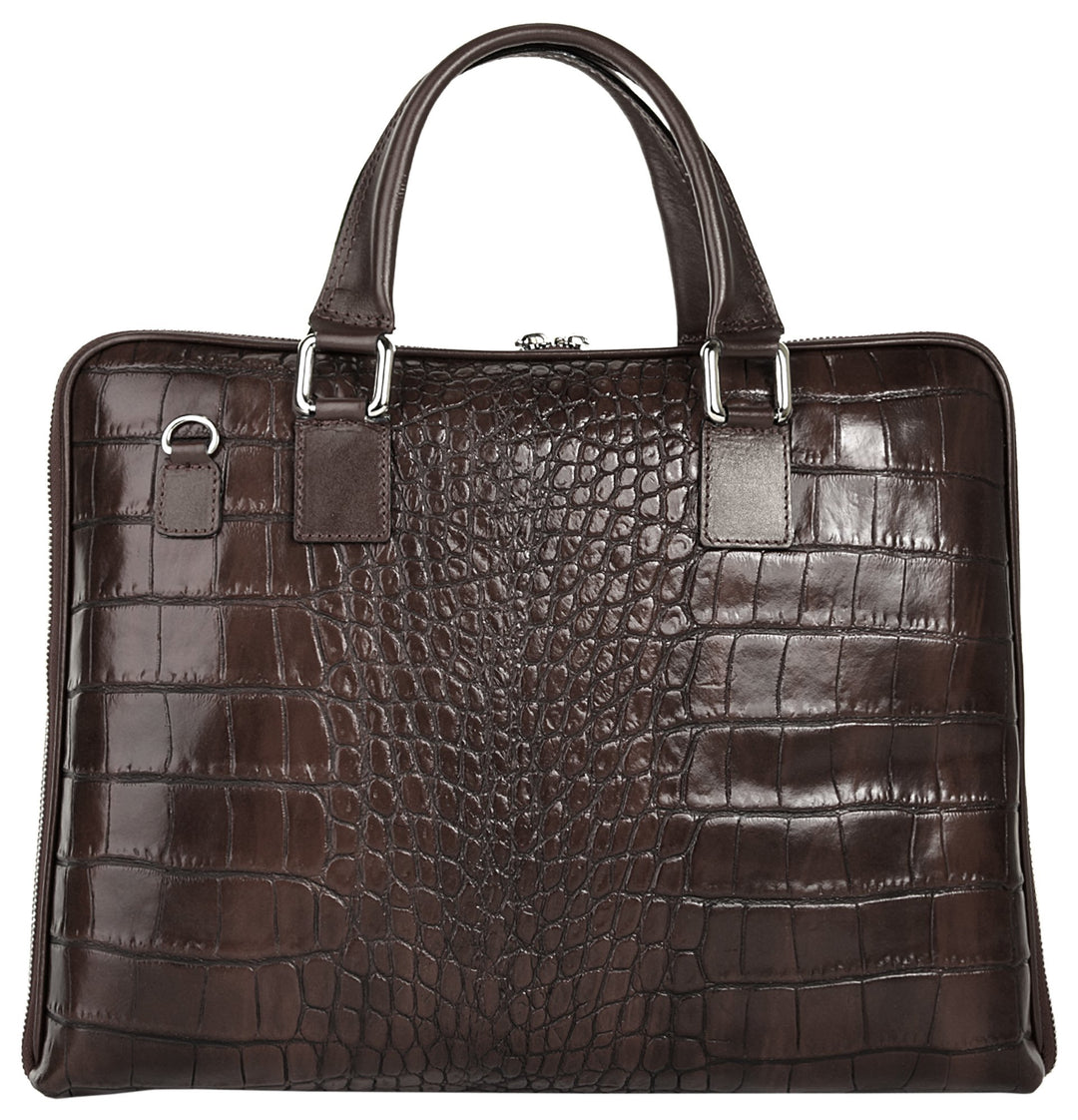 BAGAN Aktentasche echt Leder dunkelbraun Damen - 017742