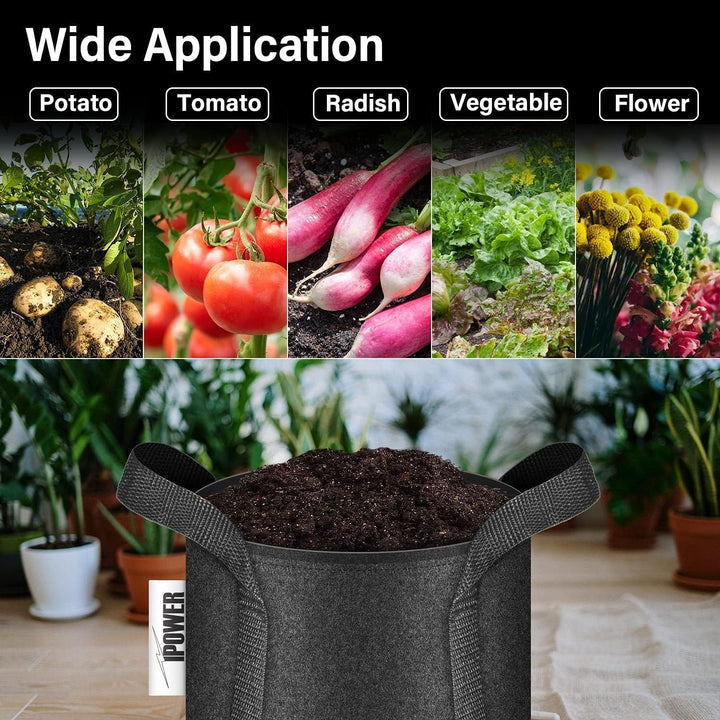 iPower 35L 5er-Pack Grow Bags Stoff Belüftungstöpfe Behälter mit Riemengriffen für Kindergarten und