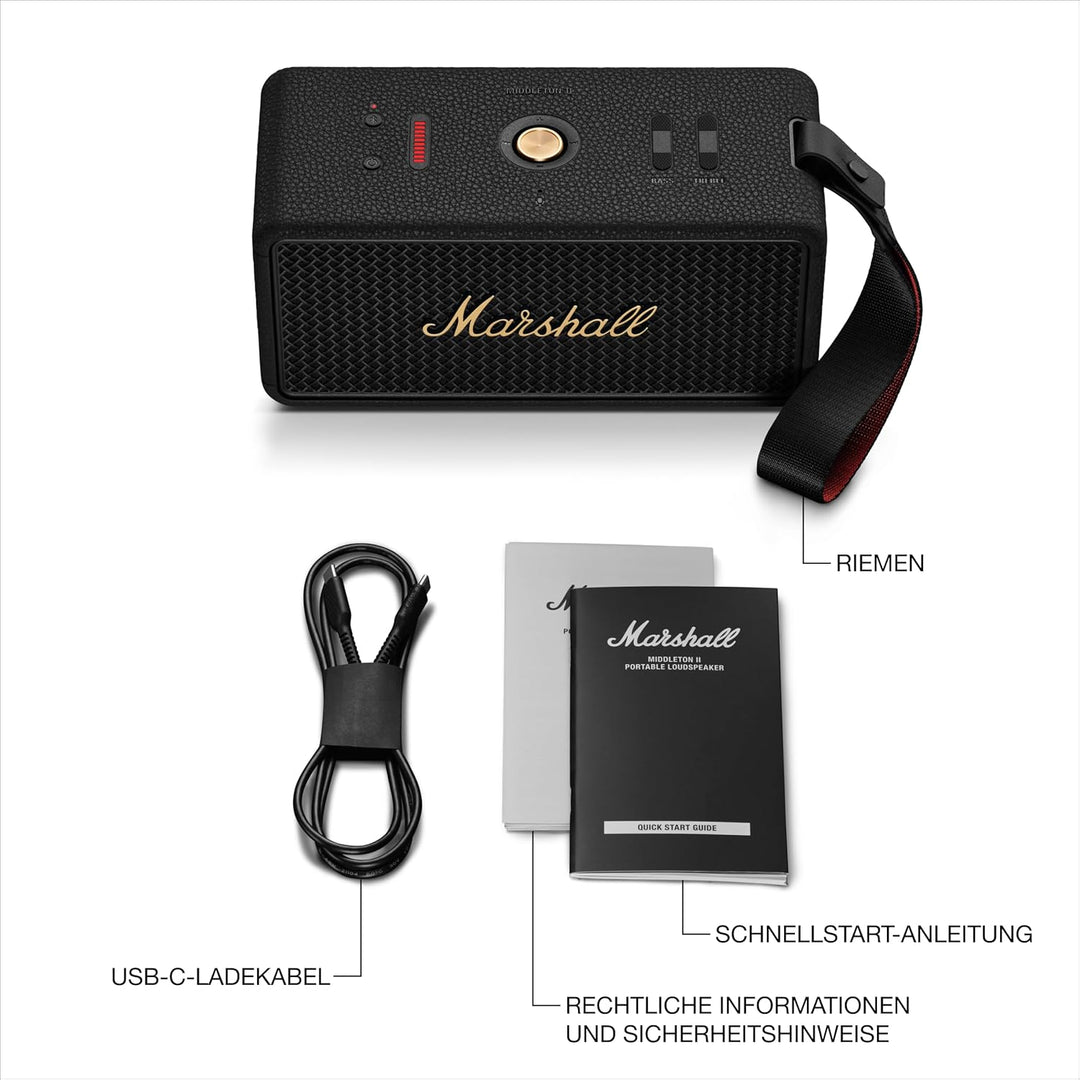 Marshall Middleton II Bluetooth Tragbarer Bluetooth-Lautsprecher, über 30 Stunden Spielzeit, wasserd