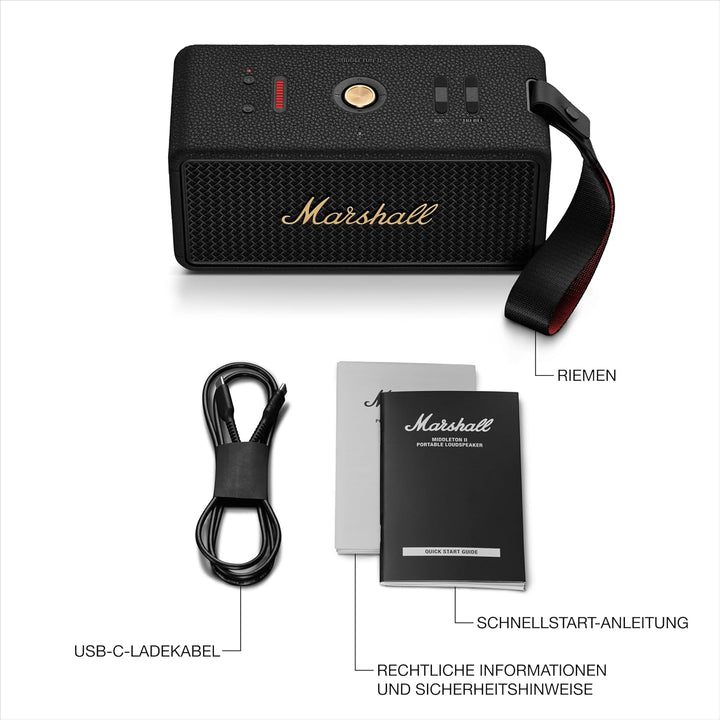 Marshall Middleton II Bluetooth Tragbarer Bluetooth-Lautsprecher, über 30 Stunden Spielzeit, wasserd