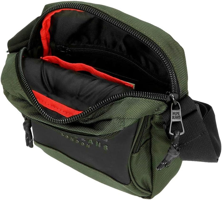 Pepe Jeans Bromley LDN Umhängetasche, mittelgross, Grün, 17 x 22 x 8 cm, Polyester mit Details aus K