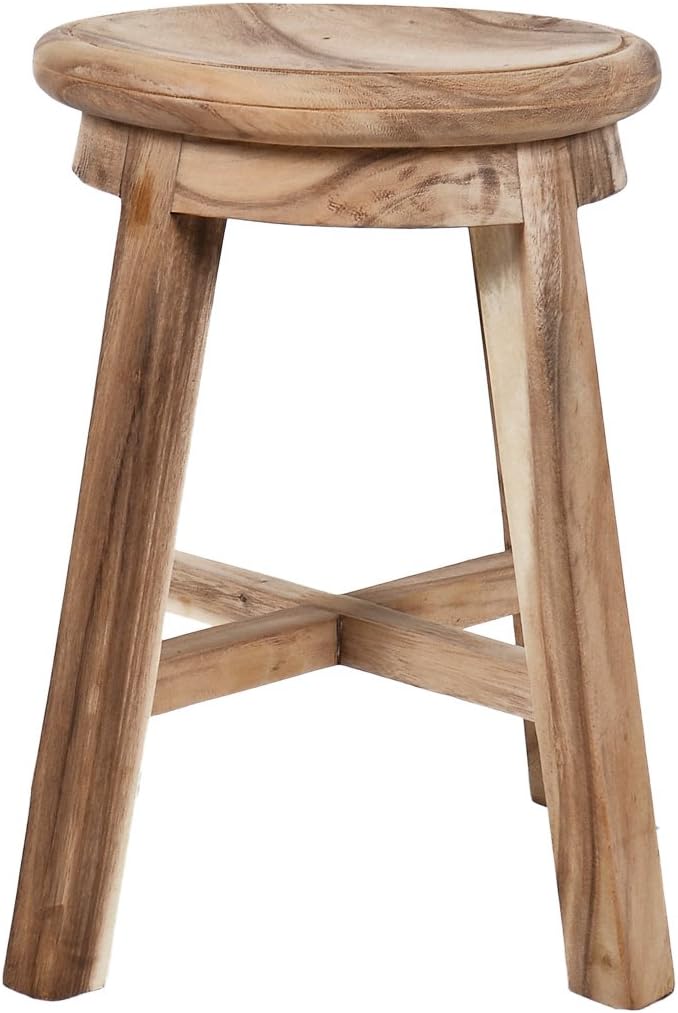 Divero Hocker Salinas aus Suar Holz, unbehandelt – Farbe: Braun