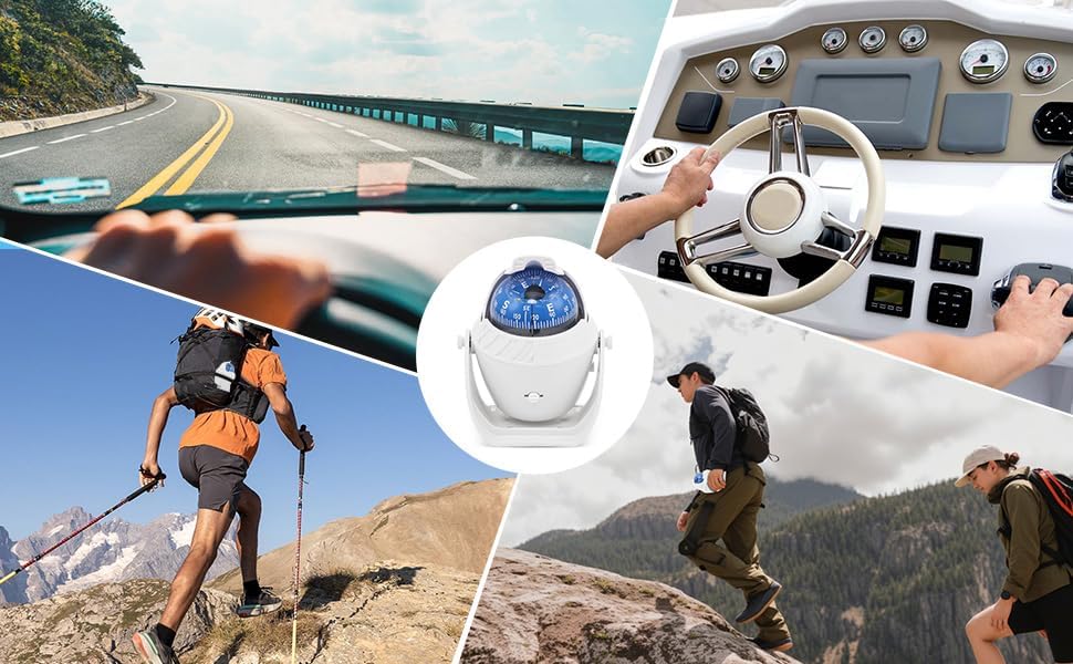 Maso Elektronischer Navigationskompass für Auto, Boot, Marine, Militär, LED, rotierendes Rotlicht, f